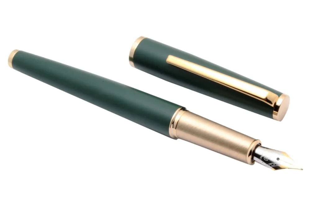 Jinhao 95 Fine Nib Fountain Pen - Dark Green Metal with Golden Trims, Smooth Writing, Exquisite Gift Pen - Image 4