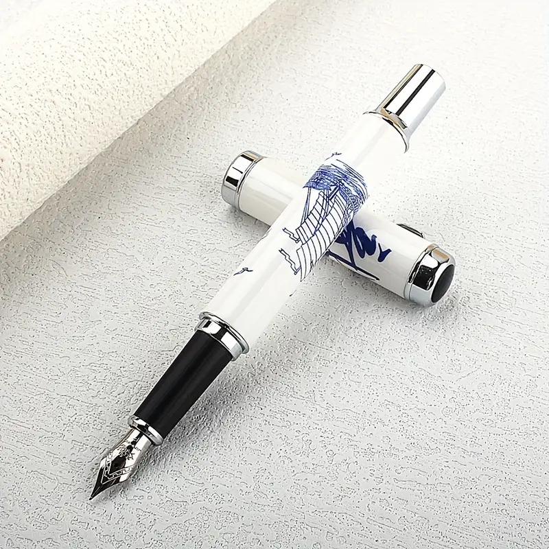 Jinhao 950 Fountain Pen – Blue & White Porcelain Ship Print | Medium Nib - Image 3
