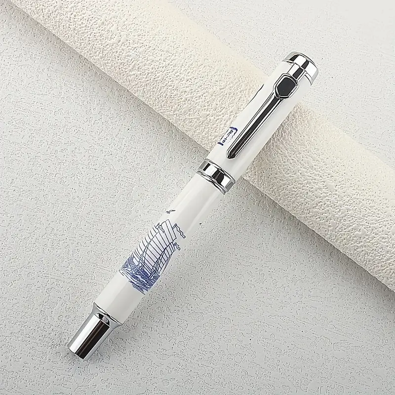 Jinhao 950 Fountain Pen – Blue & White Porcelain Ship Print | Medium Nib - Image 5