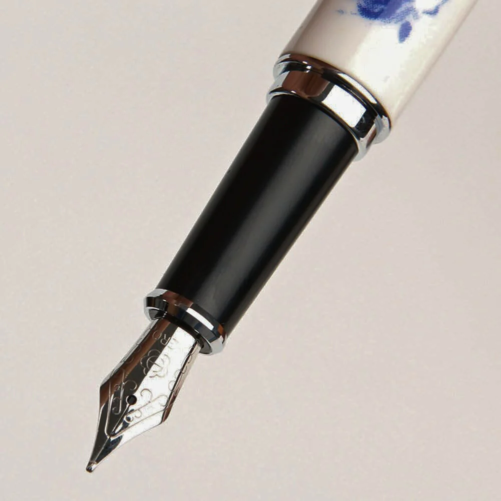 Jinhao 950 Fountain Pen – Blue and White Porcelain Shrimp Print, Medium Nib - Image 7