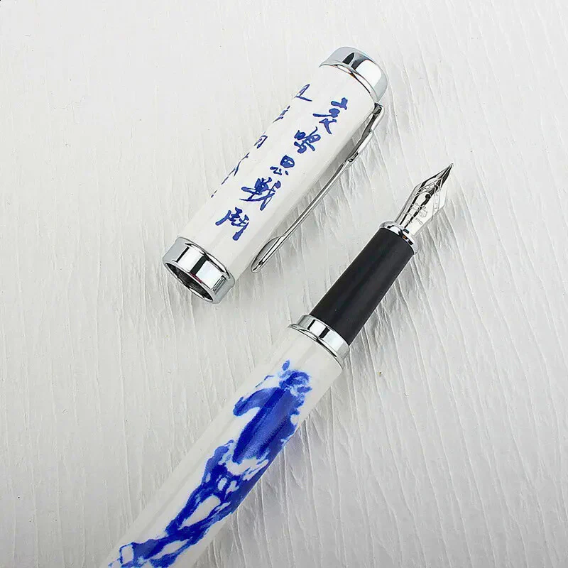 Jinhao 950 Fountain Pen – Blue and White Porcelain Horse Print, Medium Nib - Image 5