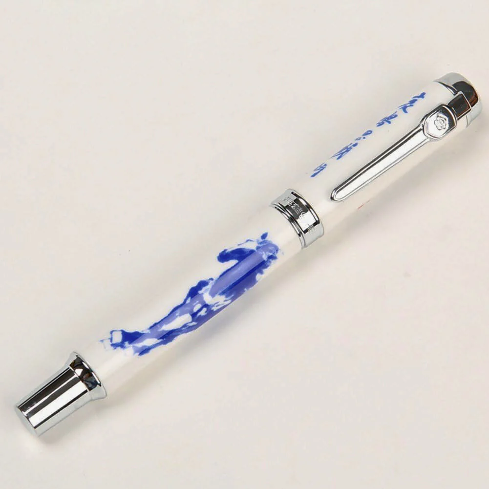 Jinhao 950 Fountain Pen – Blue and White Porcelain Horse Print, Medium Nib - Image 6