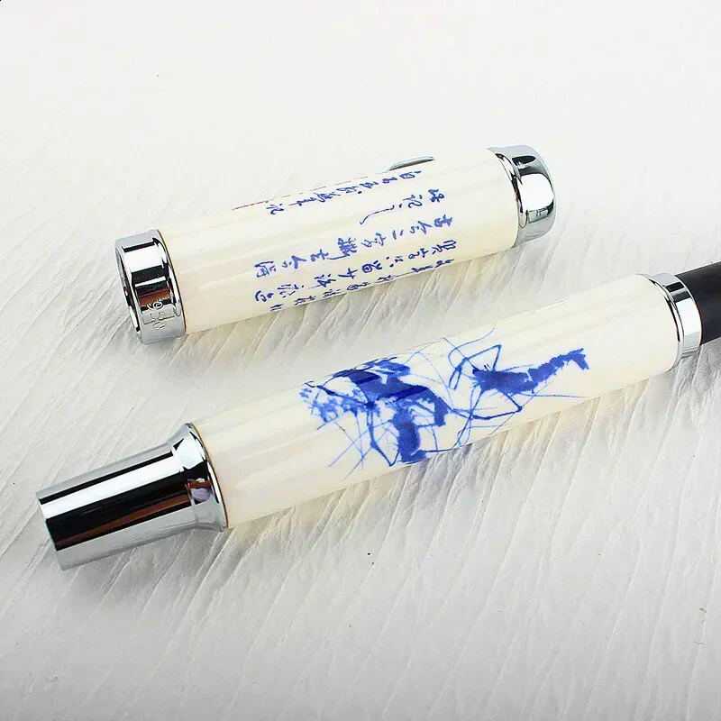 Jinhao 950 Fountain Pen – Blue and White Porcelain Shrimp Print, Medium Nib - Image 2
