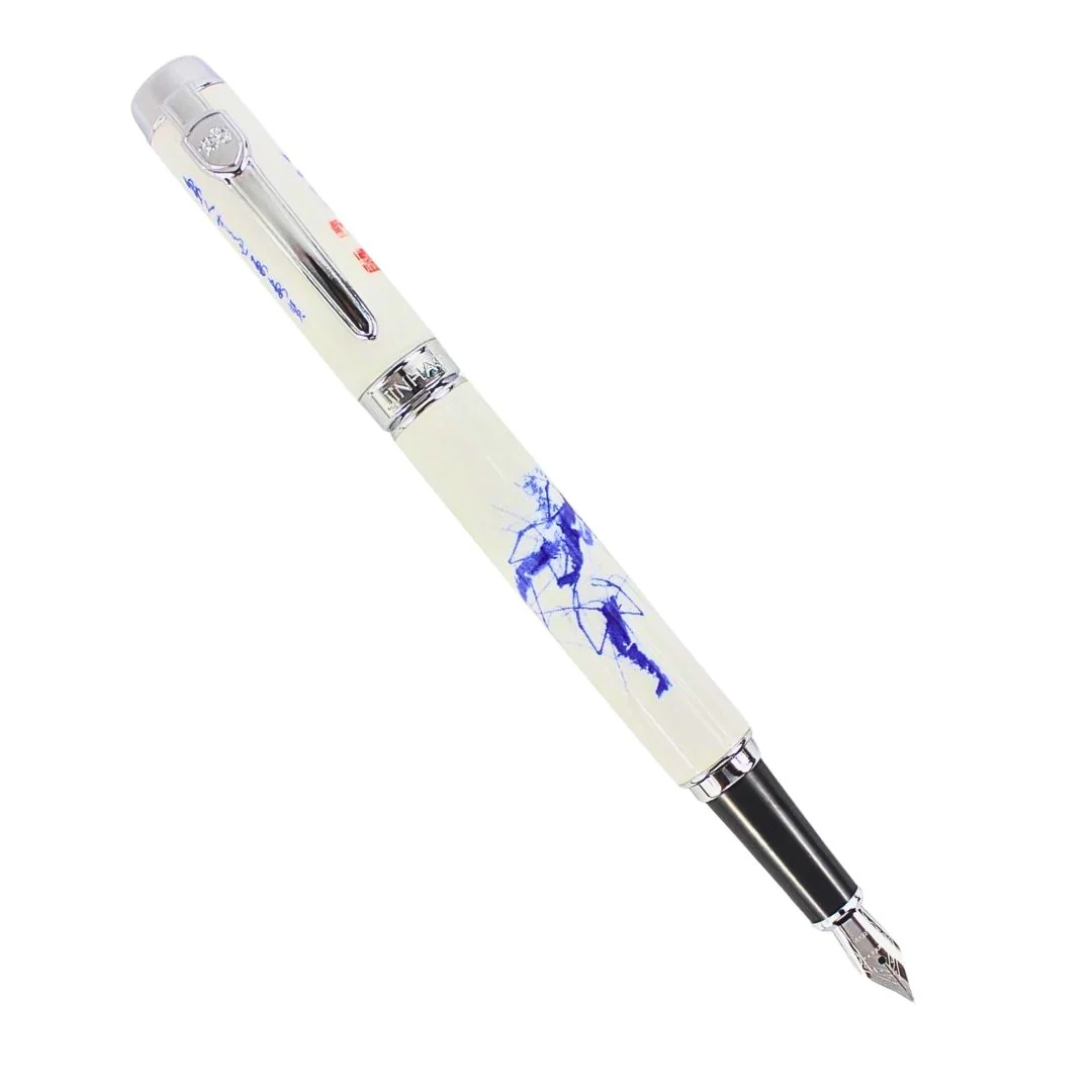 Jinhao 950 Fountain Pen – Blue and White Porcelain Shrimp Print, Medium Nib - Image 5