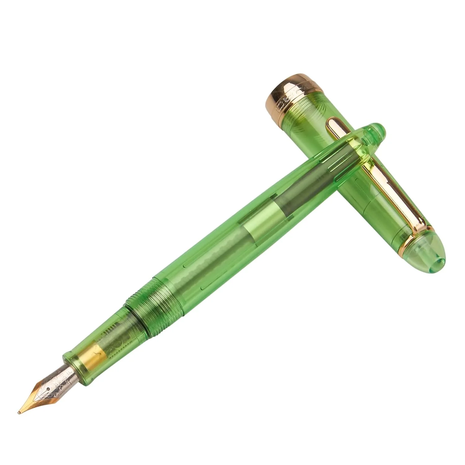 Jinhao 992 Transparent Green Fountain Pen – Fine Nib with Gold Trim, Smooth Writing Pen with Converter - Image 2