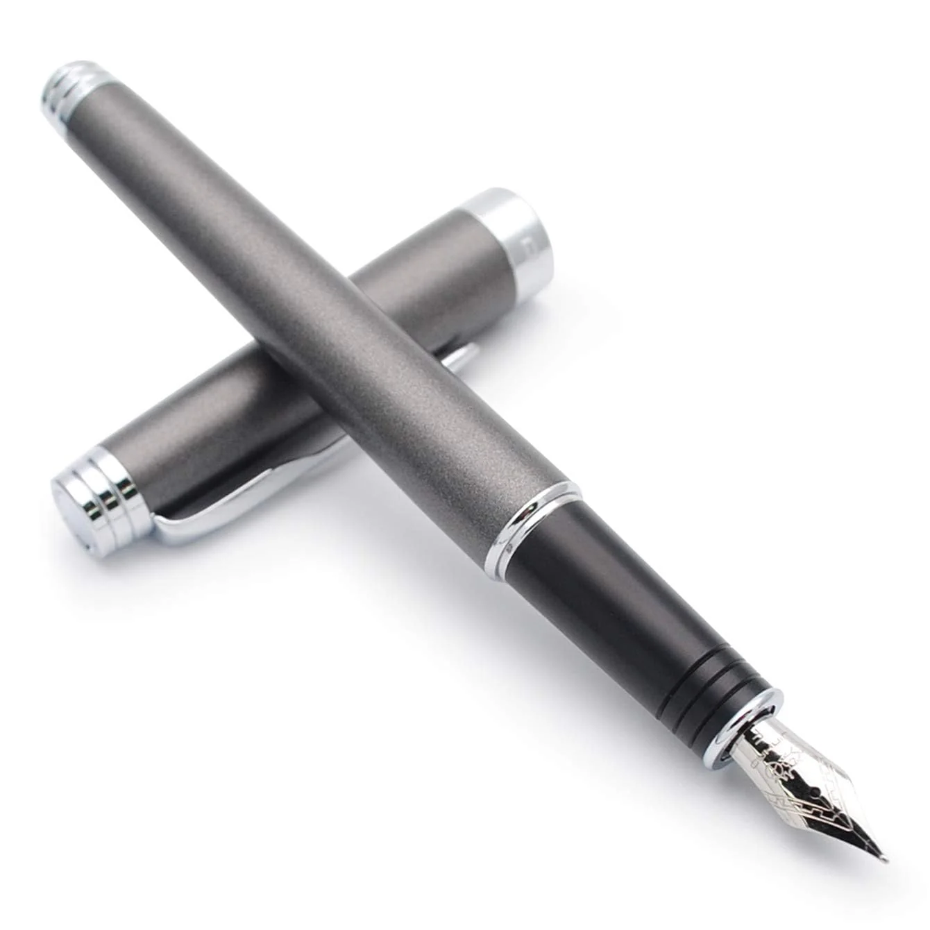 Jinhao 997 Luxury Grey Solid Metal Fountain Pen – Fine Nib, Silver Arrow Clip, Includes Ink Converter - Image 7