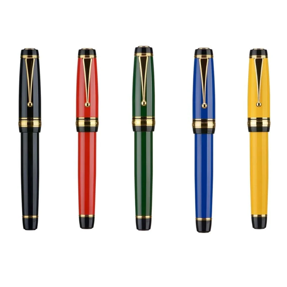 Jinhao Blue Fountain Pen - Fine Nib, Oversized Metal Body, Gold Trim & Clip - Image 5