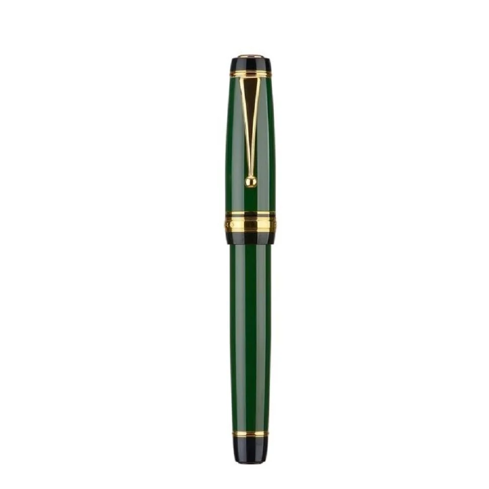 Jinhao Forest Green Fountain Pen - Fine Nib, Oversized Metal Body, Gold Trim & Clip - Image 4
