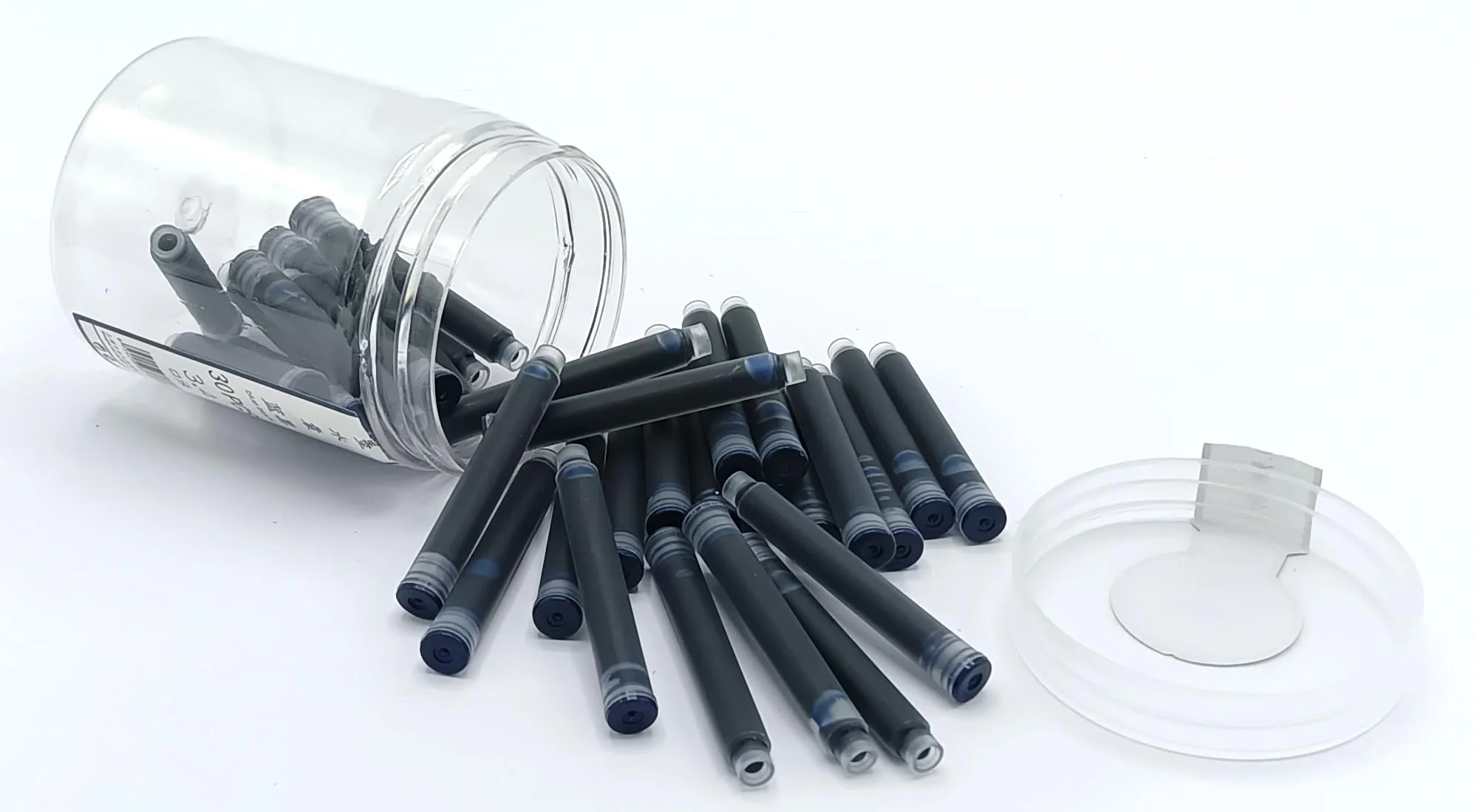 Jinhao Fountain Pen Ink Cartridges Refills, Disposable and Universal – 3.4mm Bore Diameter 30Pcs Ink Cartridges Jar for School, Student, and Office (Blue Black) - Image 2