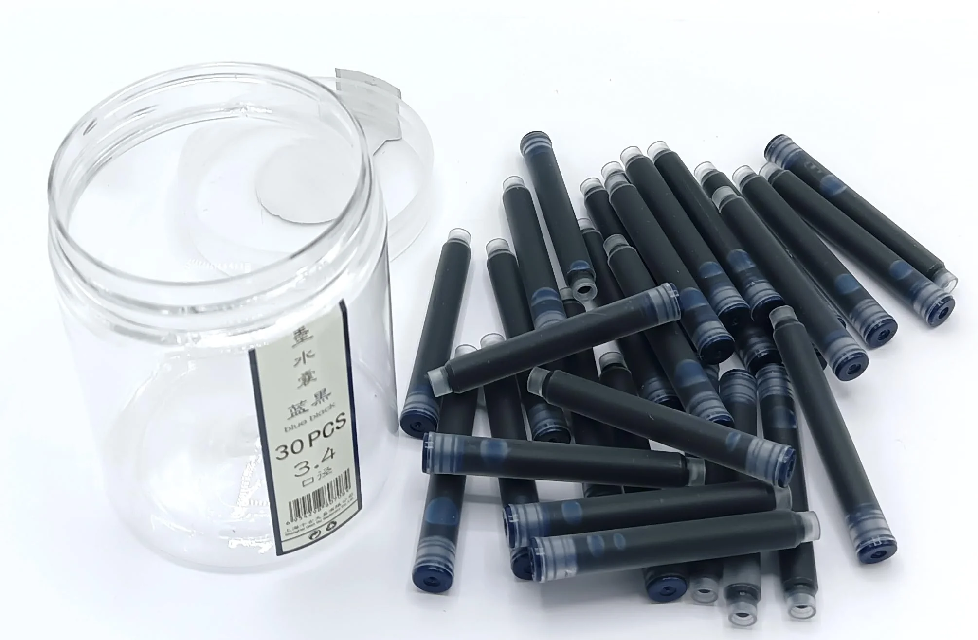 Jinhao Fountain Pen Ink Cartridges Refills, Disposable and Universal – 3.4mm Bore Diameter 30Pcs Ink Cartridges Jar for School, Student, and Office (Blue Black) - Image 6