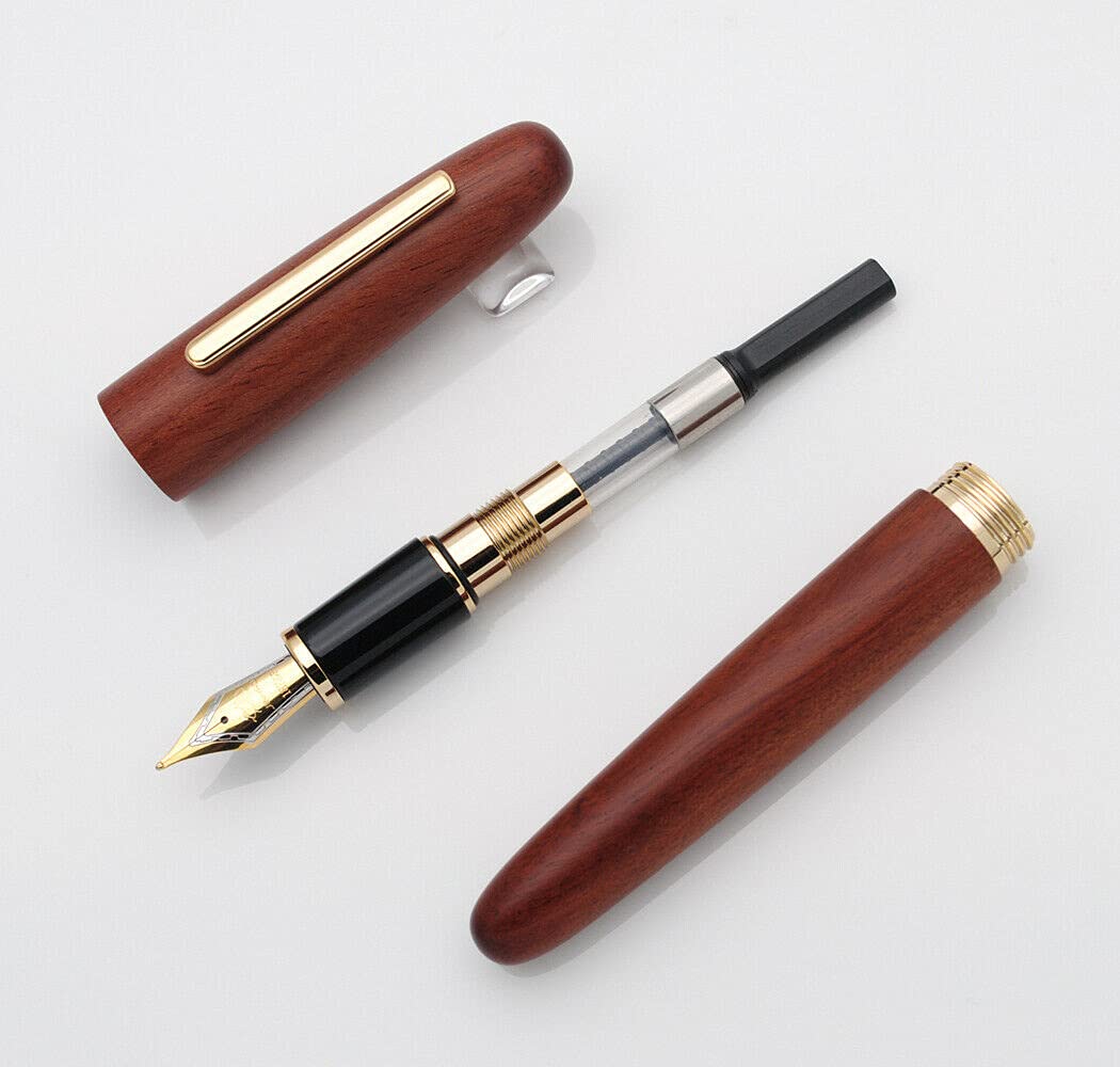 Jinhao Heritage 9056 Rosewood Wood Fountain Pen, Antique Natural Finish, Fine Nib with Refillable Ink Converter - Image 2