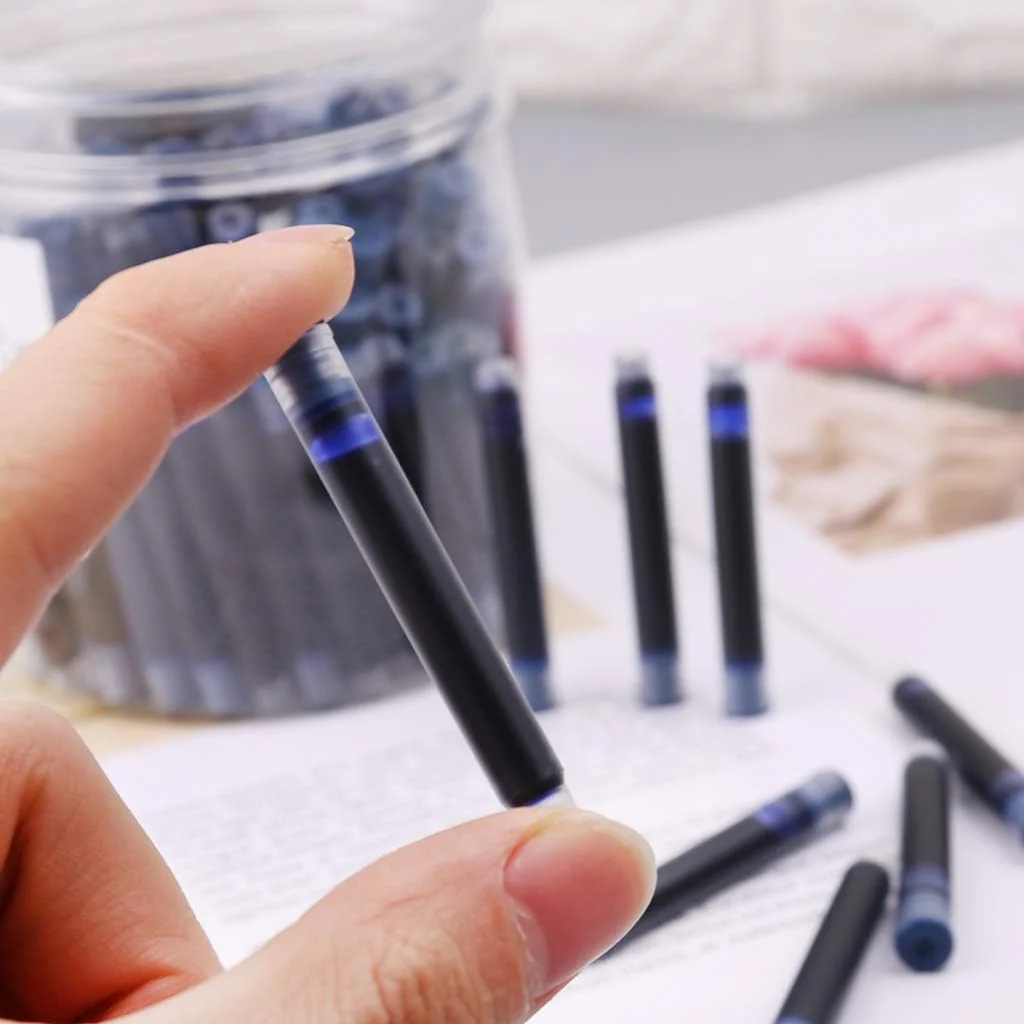 Jinhao Ink Cartridges Refills, Disposable and Universal – 3.4mm Bore Diameter 100Pcs Ink Cartridges Jar for School, Student, and Office (Blue) - Image 5