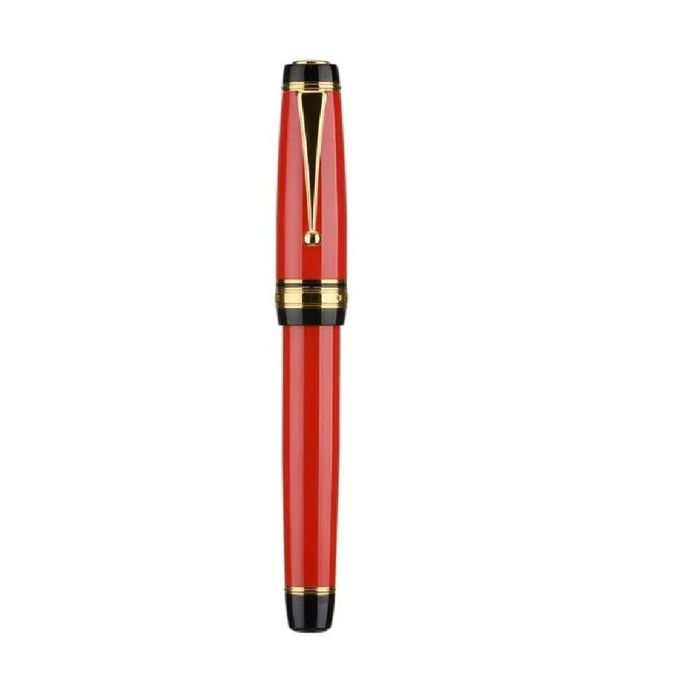 Jinhao Vermillion Red Fountain Pen - Fine Nib, Oversized Metal Body, Gold Trim & Clip - Image 4