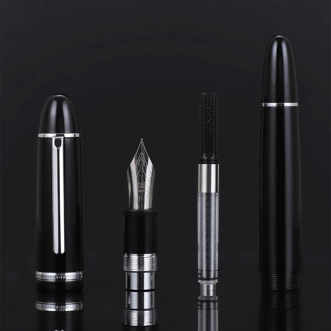 Jinhao X159 Black Fountain Pen – Extra Fine, Fine, or Medium Nib Options, Silver Clip, Big Size Acrylic Pen with Converter - Image 7