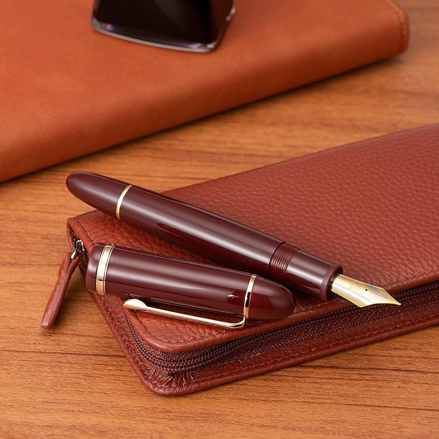 Jinhao X159 Maroon Fountain Pen – Fine Nib Options, Gold Clip, Big Size Acrylic Pen with Converter - Image 2