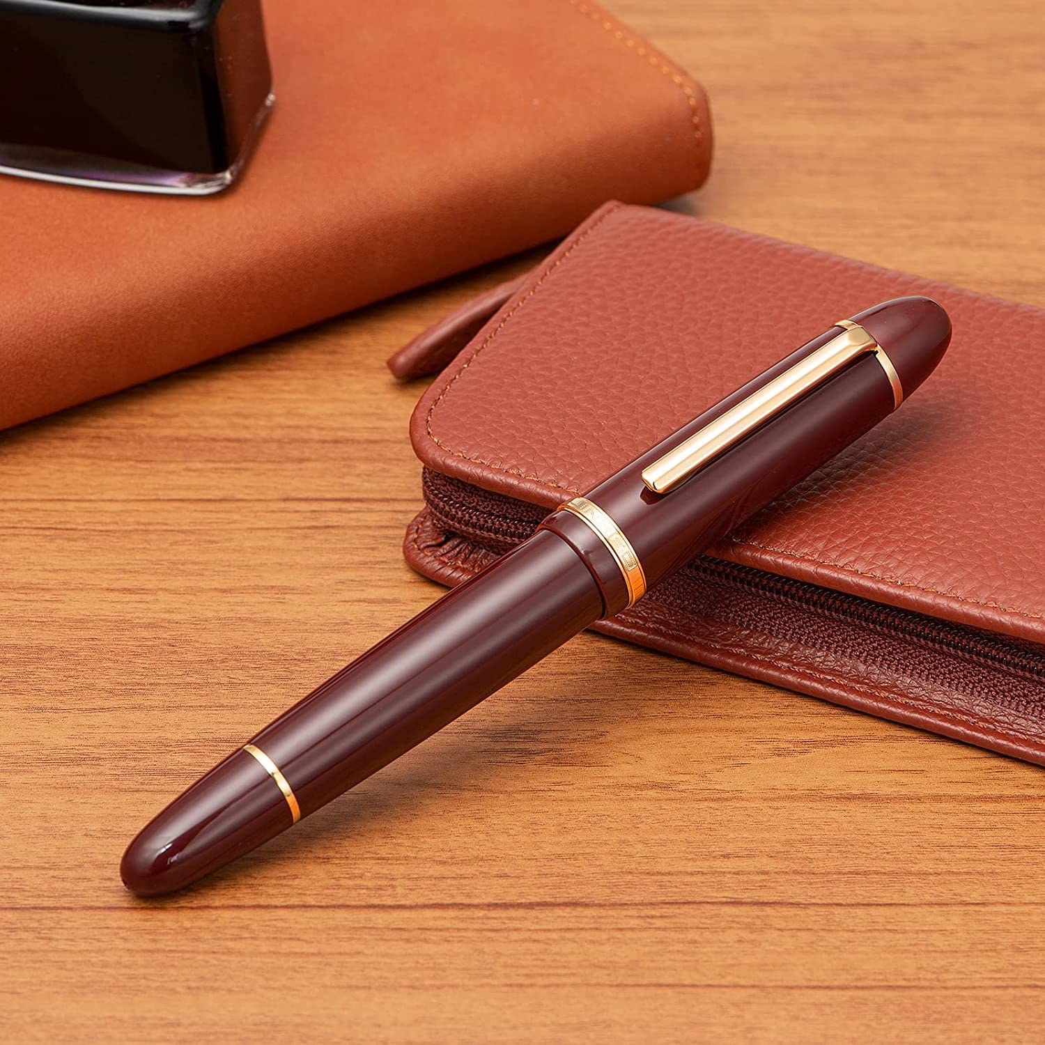 Jinhao X159 Maroon Fountain Pen – Fine Nib Options, Gold Clip, Big Size Acrylic Pen with Converter - Image 4