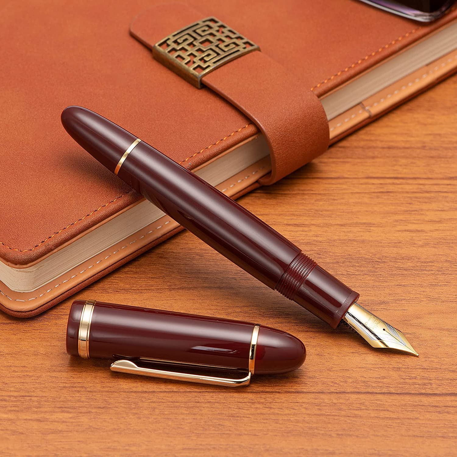 Jinhao X159 Maroon Fountain Pen – Fine Nib Options, Gold Clip, Big Size Acrylic Pen with Converter - Image 5