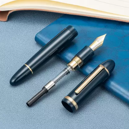 Jinhao X159 Navy Blue Fountain Pen – Fine Nib Options, Gold Clip, Big Size Acrylic Pen with Converter - Image 2