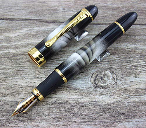 Jinhao X450 Fountain Pen – Black & White Marble Fog Color, Gold Trim, Medium Nib Options, Elegant Writing Instrument - Image 2