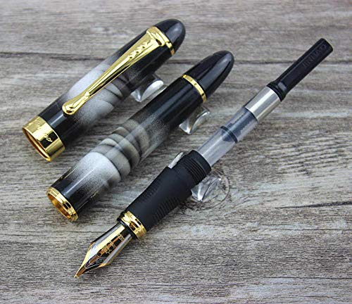 Jinhao X450 Fountain Pen – Black & White Marble Fog Color, Gold Trim, Medium Nib Options, Elegant Writing Instrument - Image 3