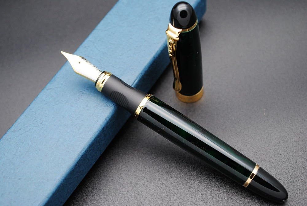 Jinhao X450 Fountain Pen – Dark Green Color, Gold Trim, Medium Nib Options, Elegant Writing Instrument - Image 2
