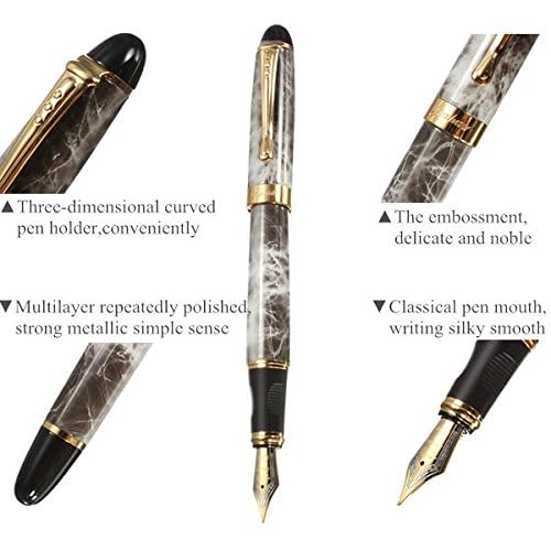 Jinhao X450 Fountain Pen – Marble Black Color, Gold Trim, Medium , Elegant Writing Instrument - Image 4