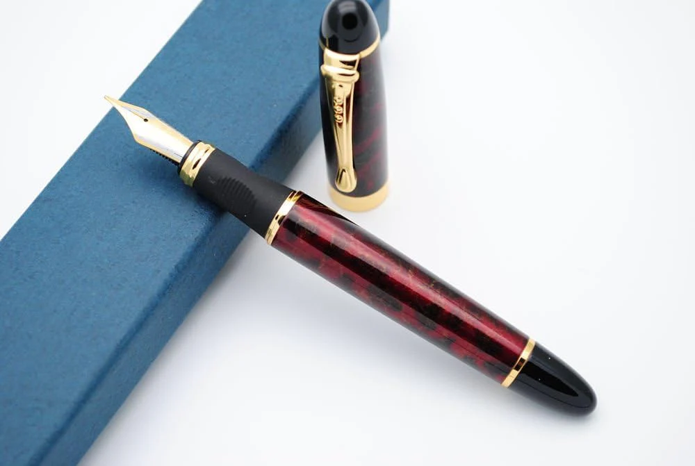 Jinhao X450 Fountain Pen – Marble Red Color, Gold Trim, Medium Nib Options, Elegant Writing Instrument - Image 2