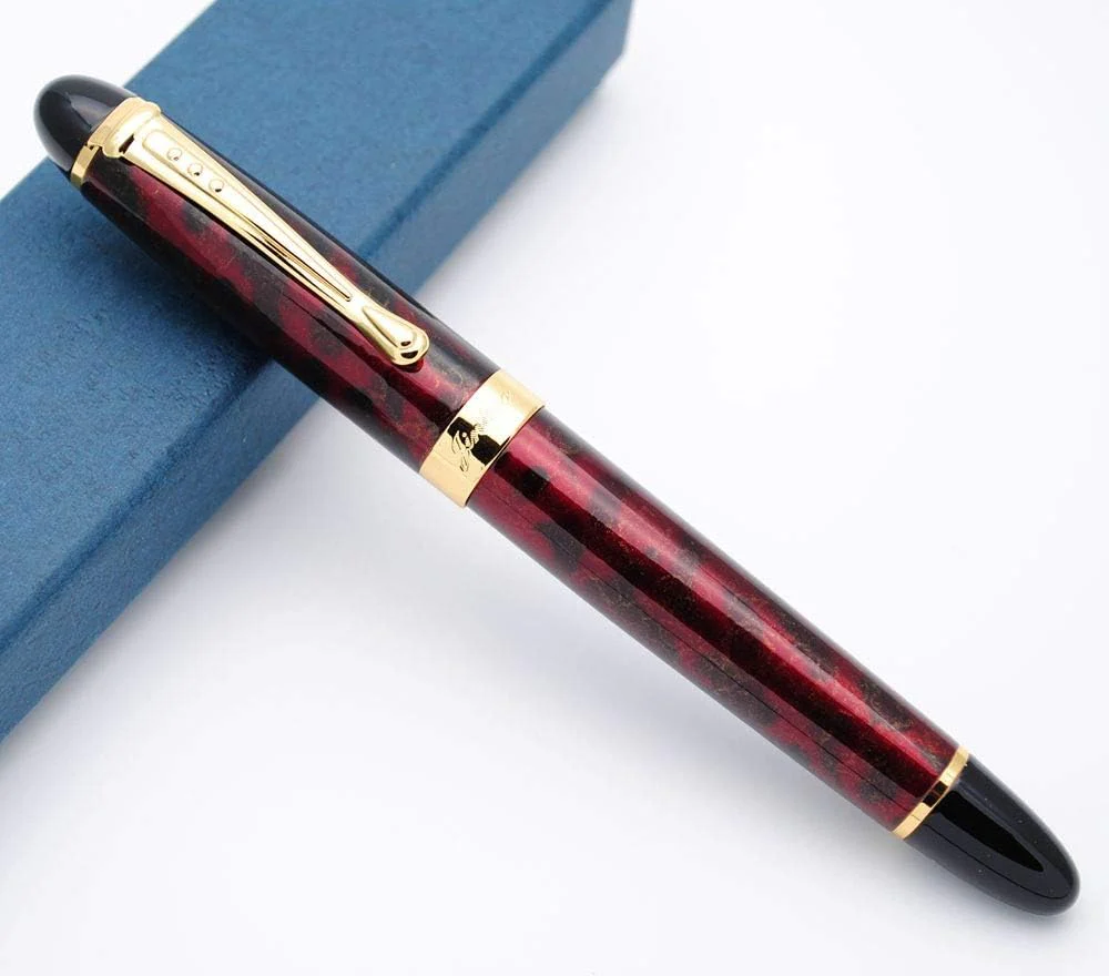 Jinhao X450 Fountain Pen – Marble Red Color, Gold Trim, Medium Nib Options, Elegant Writing Instrument - Image 3
