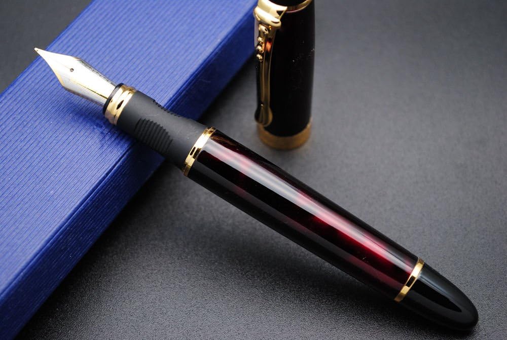 Jinhao X450 Fountain Pen – Red Ice Color, Gold Trim, Medium & Broad Nib Options, Elegant Writing Instrument - Image 2