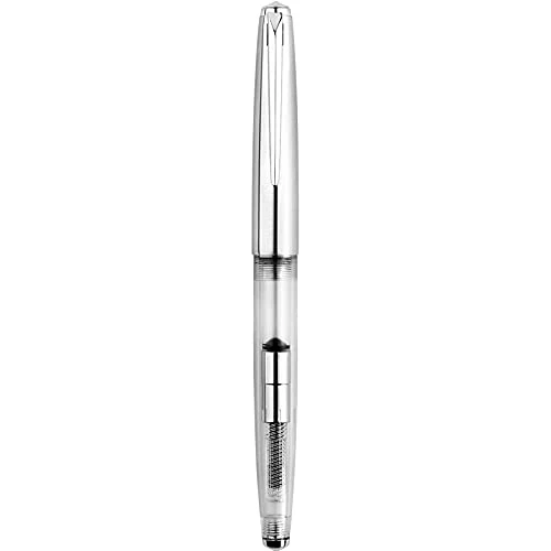 Moonman 101 Acrylic Celluloid Fountain Pen Fine Nib 0.5mm with Stainless Steel Cap- Transparent Body - Image 3