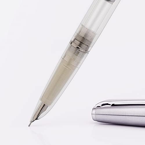 Moonman 101 Acrylic Celluloid Fountain Pen Hooded Fine Nib 0.5mm with Stainless Steel Cap - Turquoise - Image 4