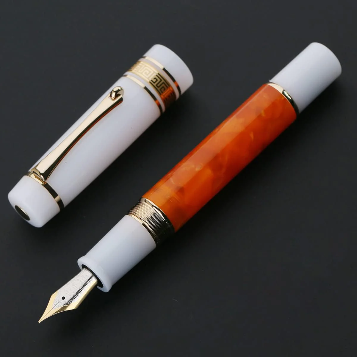 Moonman M400 Acrylic Writing Office Extra Fine Nib Fountain Pen Gold Clip(Dark Blue & White,0.38MM) - Image 10