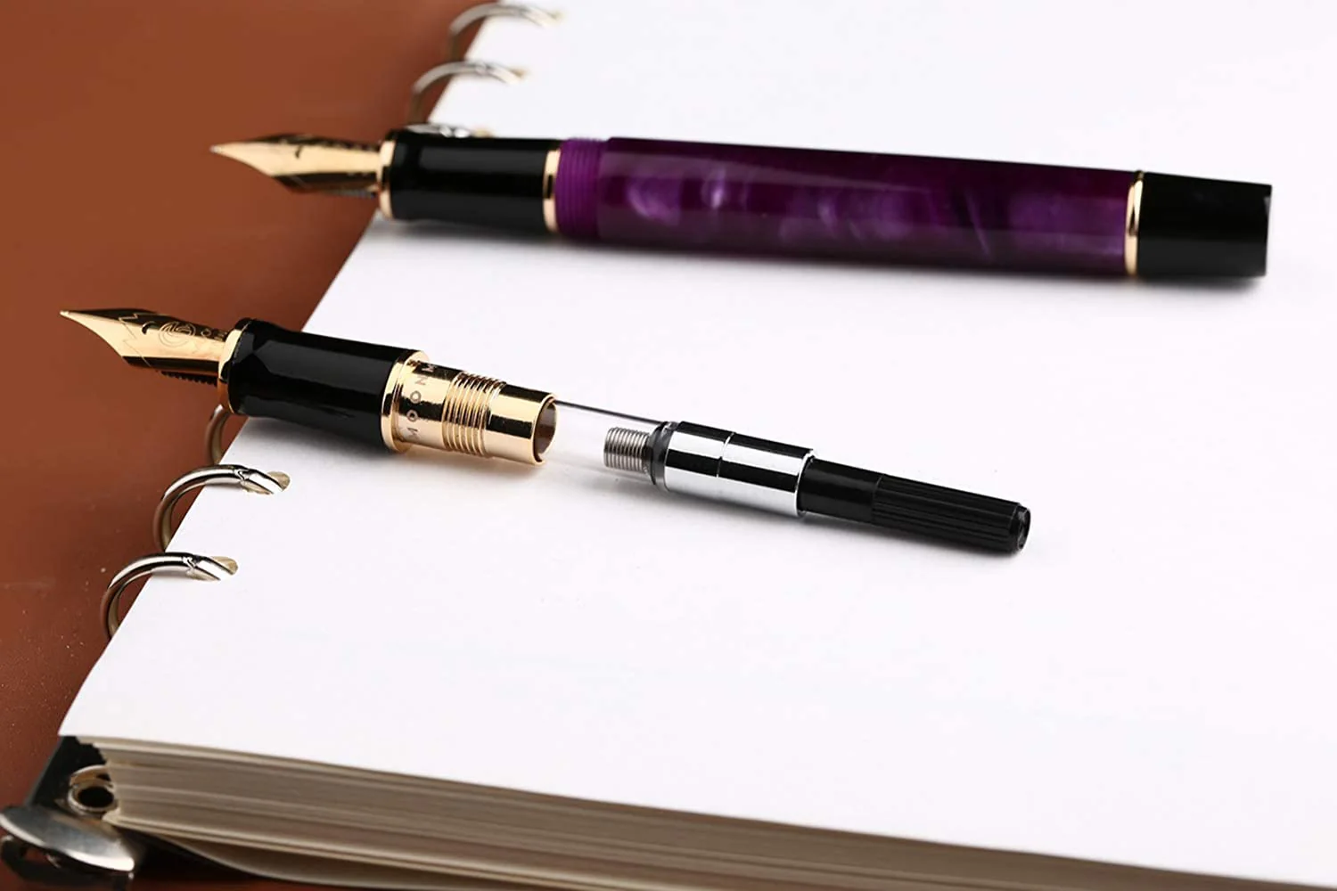Moonman M600S Fountain Pen, Violet Purple Celluloid, Iridium Gold-Plated Fine Nib, Arrow Clip - Image 4