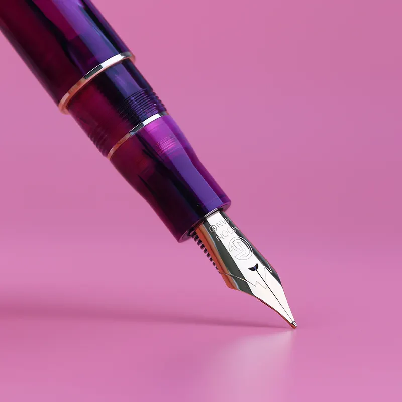 Moonman M800 Fountain Pen Fine Nib, Acrylic Body, Gold Clip And Trim with Converter and Pen Box (Purple - Image 2