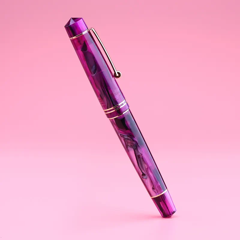 Moonman M800 Fountain Pen Fine Nib, Acrylic Body, Gold Clip And Trim with Converter and Pen Box (Purple - Image 3