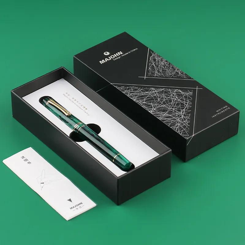 Moonman M800 Green Acrylic Fountain Pen, Fine Nib with Converter and Pen Box Set - Image 5