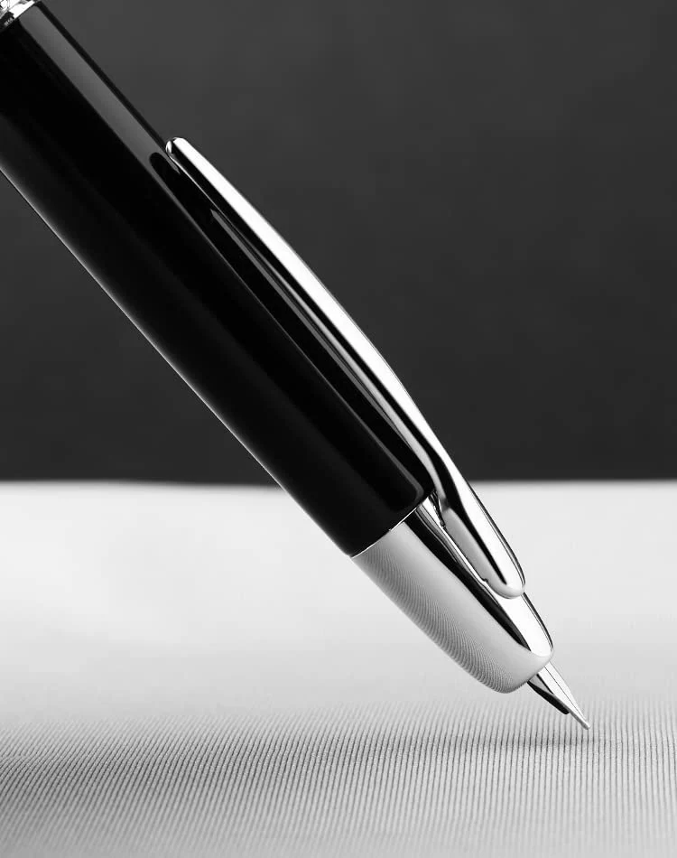 Moonman A1 Press Fountain Pen, Retractable Extra Fine Nib Metal Black Pen with Box for Writing Set (with Clip Version) - Image 3