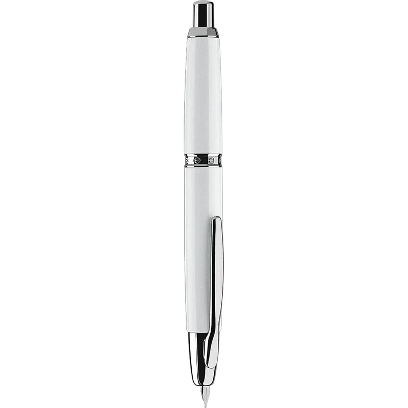 Moonman A1 Press Fountain Pen, Retractable Extra Fine Nib Metal White Pen with Box for Writing Set (with Clip Version) - Image 2