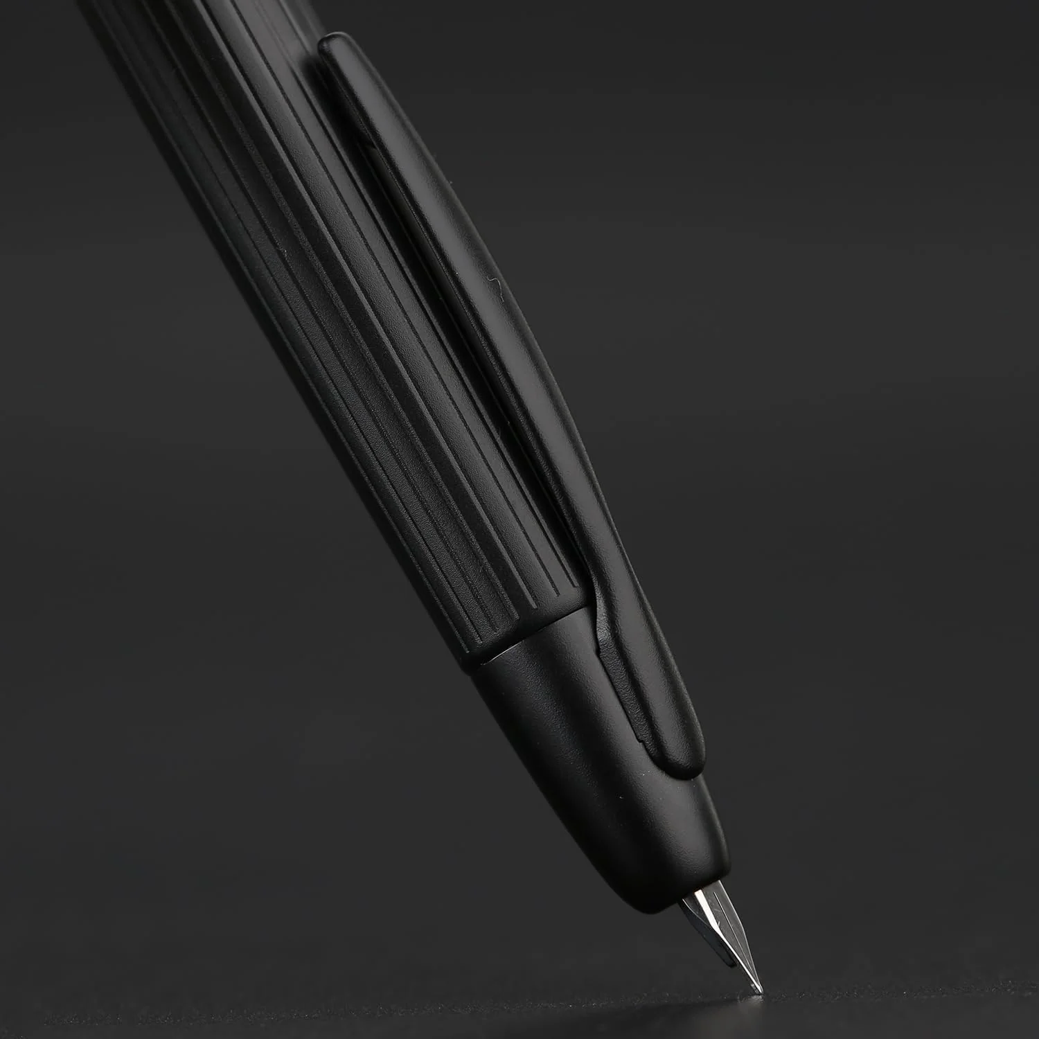 Moonman A1 Retractable Fountain Pen Extra Fine Nib with Box, Black Stripe Press Ink Pen with Converter for Writing (With Clip Version) - Image 2