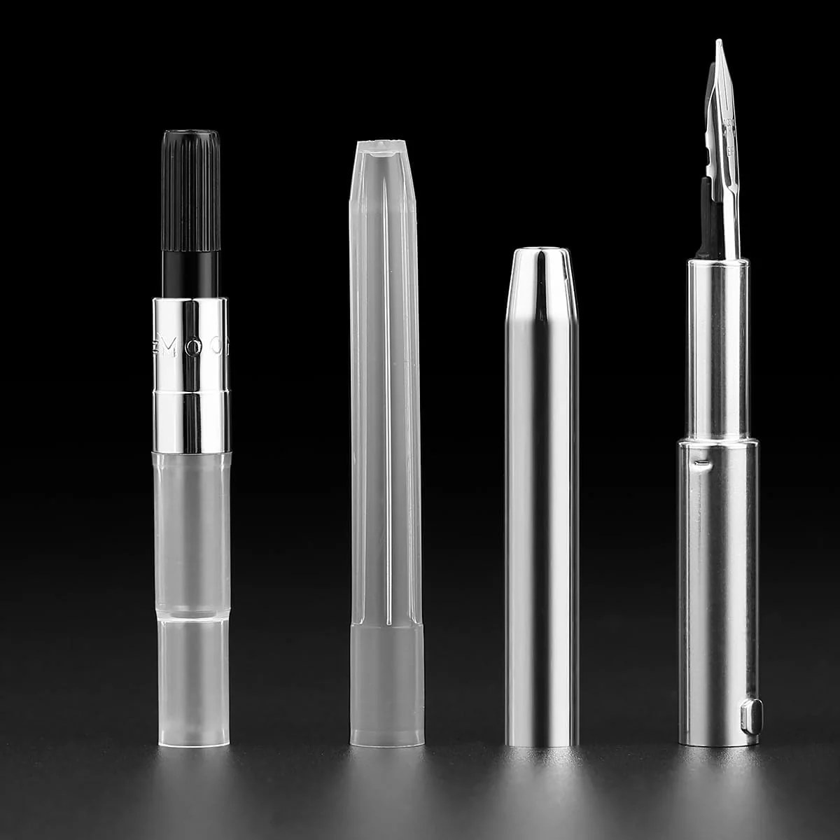 Moonman A2 Retractable Fountain Pen Extra Fine Nib with Box, Press Black Resin Ink Pen with Converter Writing Set (Black Clip Version) - Image 4