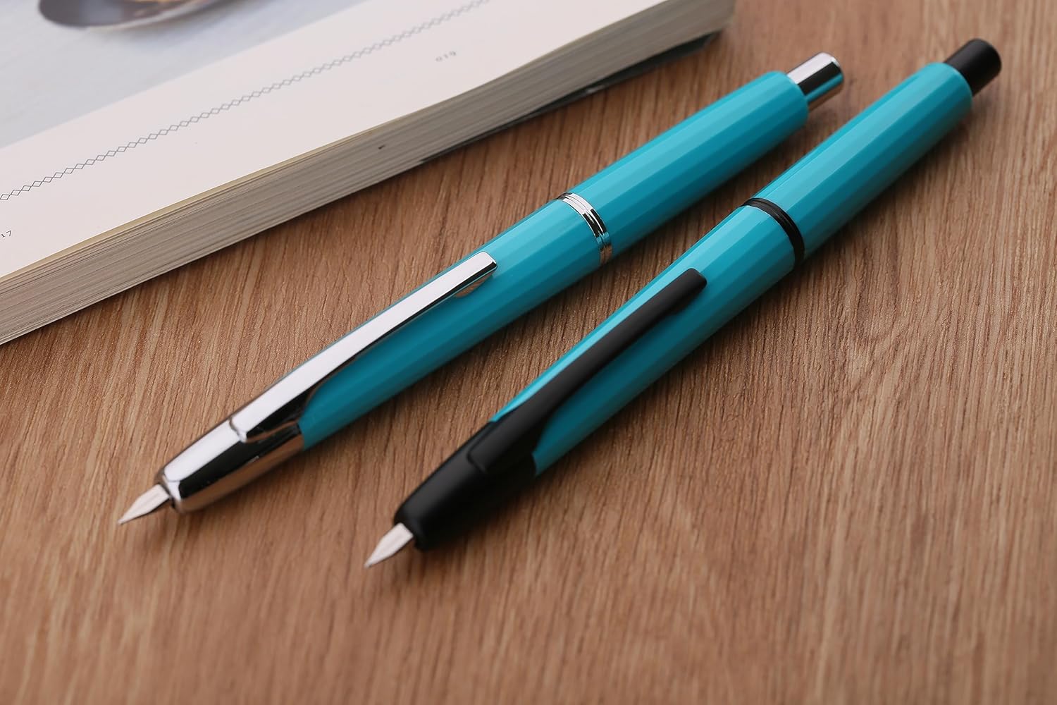 Moonman A2 Press Fountain Pen Extra Fine Nib with Box, Retractable Lake Blue Resin Ink Pen with Converter Writing Set (Silver Clip Version) - Image 5