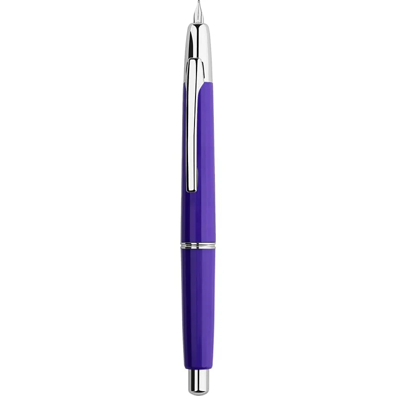 Moonman A2 Press Fountain Pen Extra Fine Nib with Box, Retractable Purple Resin Ink Pen with Converter Writing Pen Set,Purple-Silver Clip - Image 2