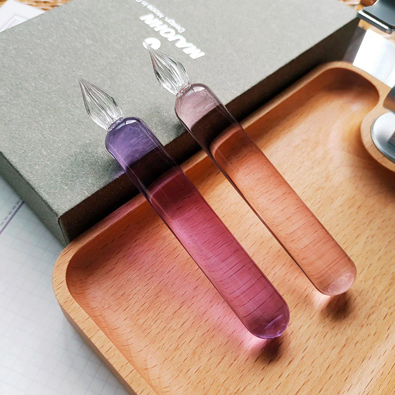 MAJOHN Crystal Glass Dip Pen – 0.5mm Fine Writing Width, Handmade Glass Nib, Solid Color Pink, Purple & Blue - Image 6