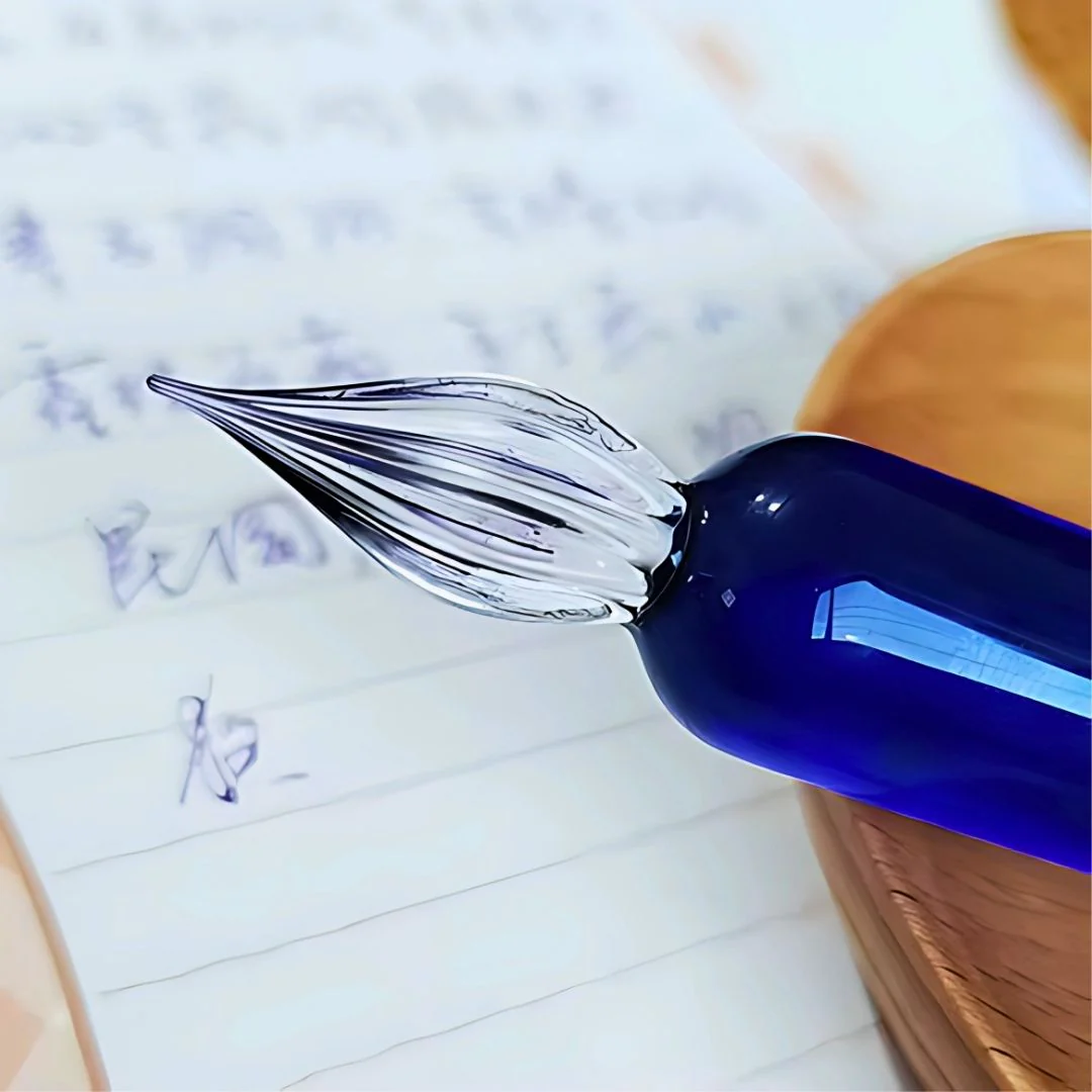 MAJOHN Crystal Glass Dip Pen – 0.5mm Fine Writing Width, Handmade Glass Nib, Solid Color Pink, Purple & Blue - Image 9