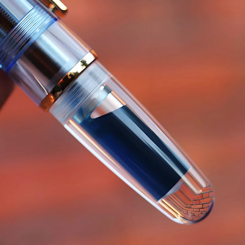 MAJOHN Q3 Mini Eyedropper Fountain Pen, Transparent Resin Short Pocket Pen, Iridium Fine Nib Large Capacity Writing Pen Case Set (Blue) - Image 7