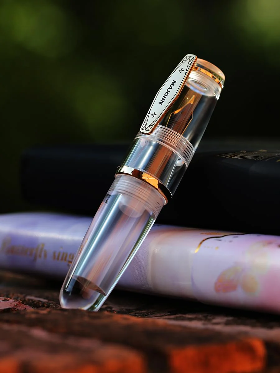 MAJOHN Q3 Mini Eyedropper Fountain Pen, Transparent Resin Short Pocket Pen, Iridium Fine Nib Large Capacity Writing Pen Case Set (Clear) - Image 3