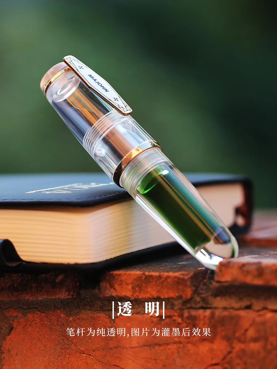 MAJOHN Q3 Mini Eyedropper Fountain Pen, Transparent Resin Short Pocket Pen, Iridium Fine Nib Large Capacity Writing Pen Case Set (Clear) - Image 5