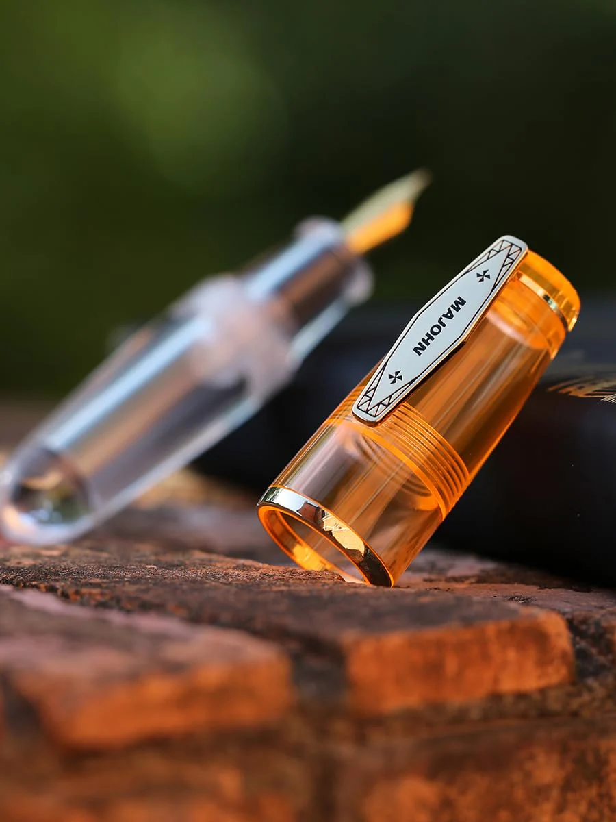 MAJOHN Q3 Mini Eyedropper Fountain Pen, Transparent Resin Short Pocket Pen, Iridium Fine Nib Large Capacity Writing Pen Case Set (Orange) - Image 4
