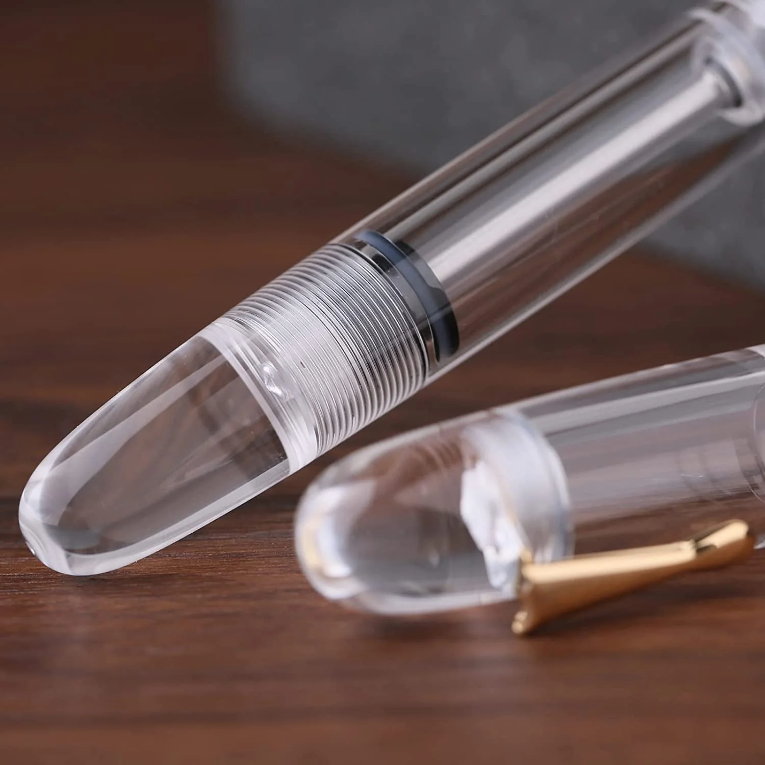 Moonman C4 Eyedropper Fountain Pen Extra Fine Nib, Transparent Acrylic Big Size Writing Pens for Office Business with Box (Extra Fine) - Image 4