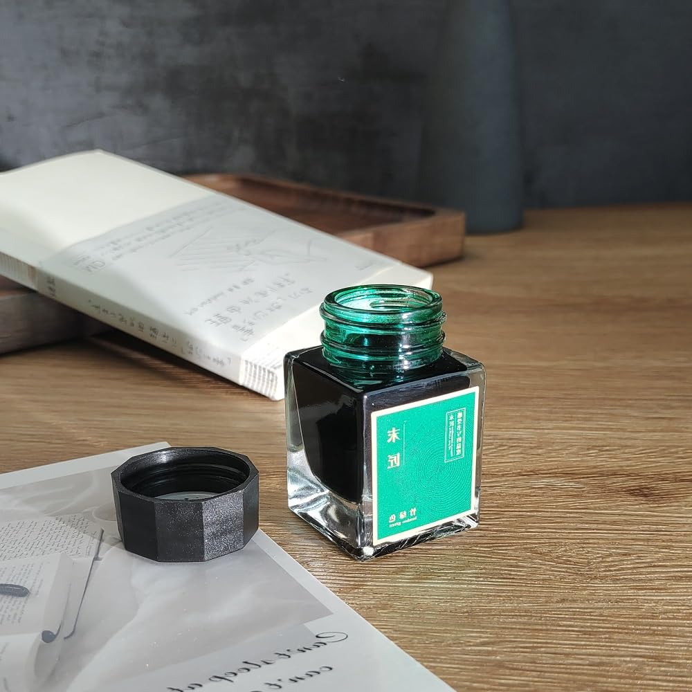 Moonman Fountain Pen Bottled Ink, Non Carbon, No Blocking, 20 ml Colour bottle Ink With Classic Designed Bottle (Bamboo Green) - Image 4